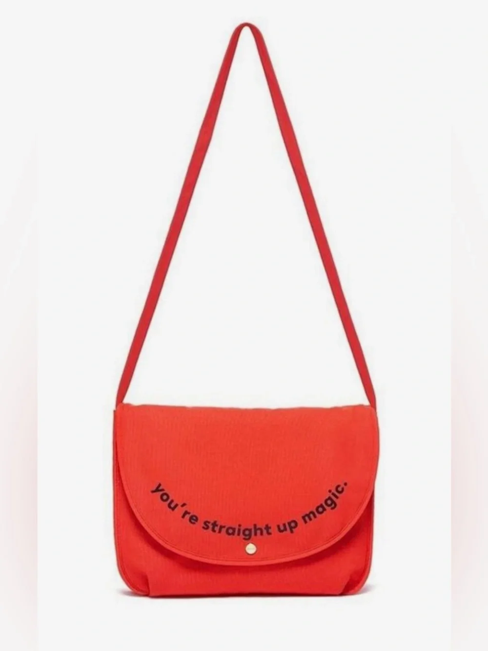ban.do Red laptop Bag with Curved Slogan
